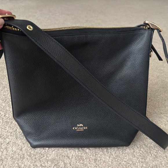 Authentic Coach Black Pebbled Leather Large Crossbody Bag - Picture 1 of 5